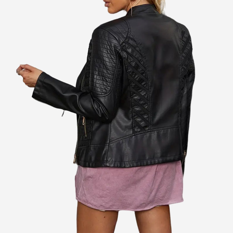 Sarah Womens Black Leather Jacket