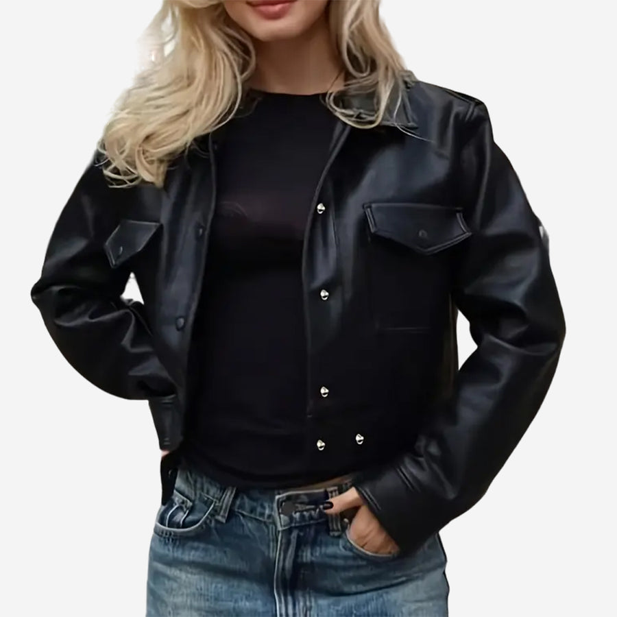Rita Womens Black Leather Biker Jacket