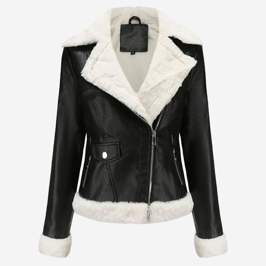 Luella Women’s Black Leather Shearling Jacket