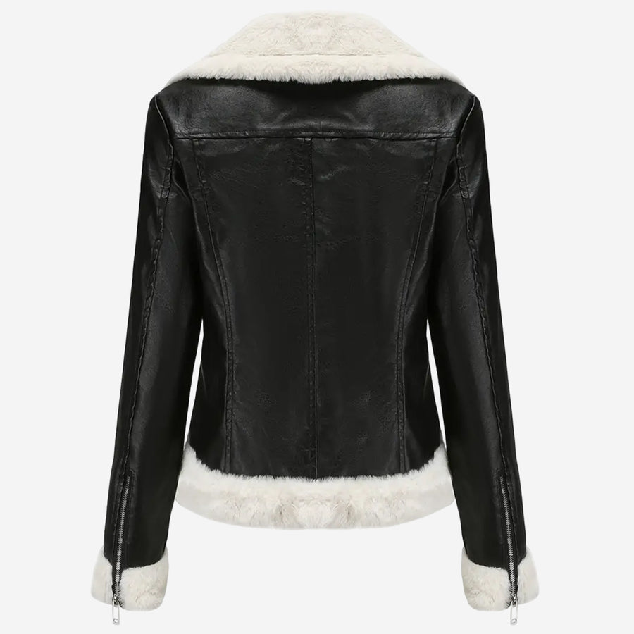 Luella Women’s Black Leather Shearling Jacket