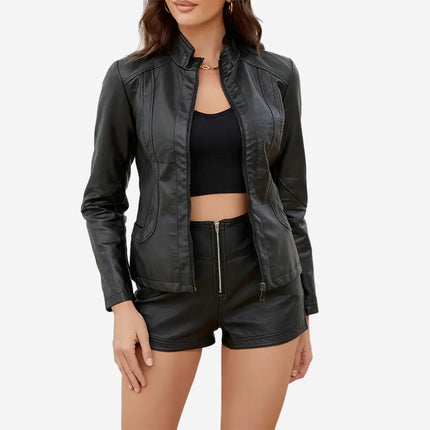 Odele Womens Black Leather Jacket