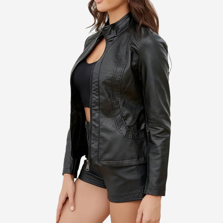 Odele Womens Black Leather Jacket