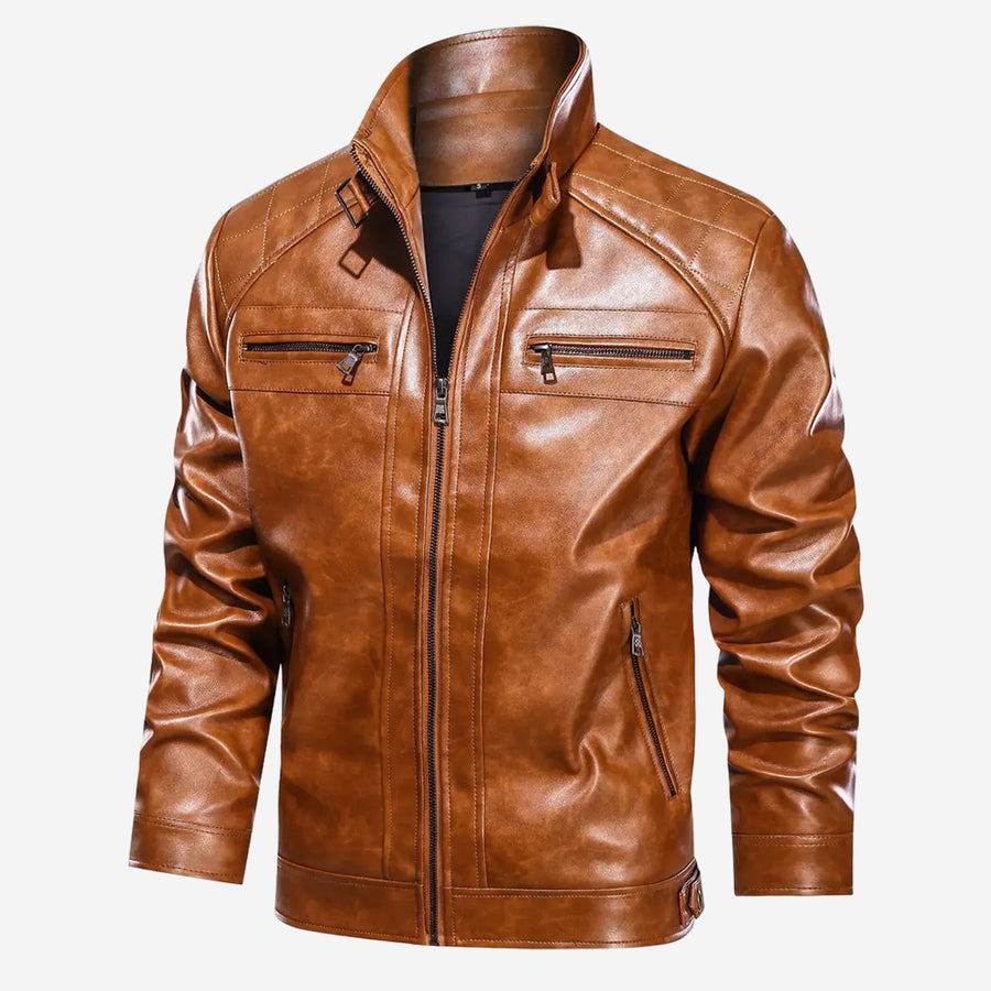 Mens Brown Leather Jacket – Grady Tan Classic