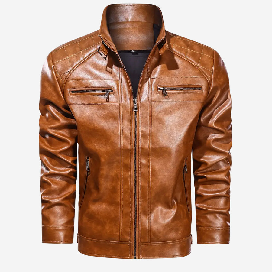 Mens Brown Leather Jacket – Grady Tan Classic