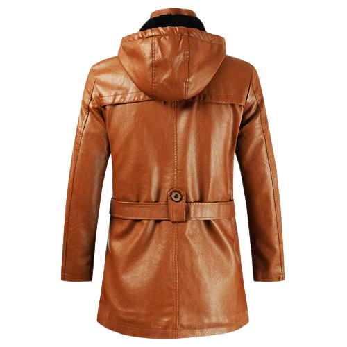Cortez Men’s 3/4 Length Hooded Leather Coat