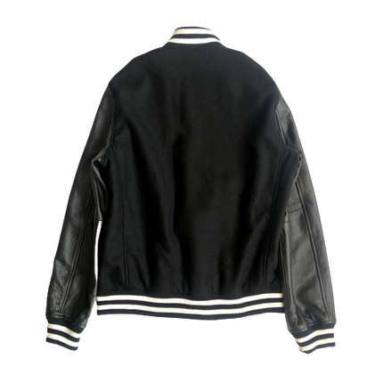 Kacey Mens Black and Black Leather Varsity Letterman Jacket