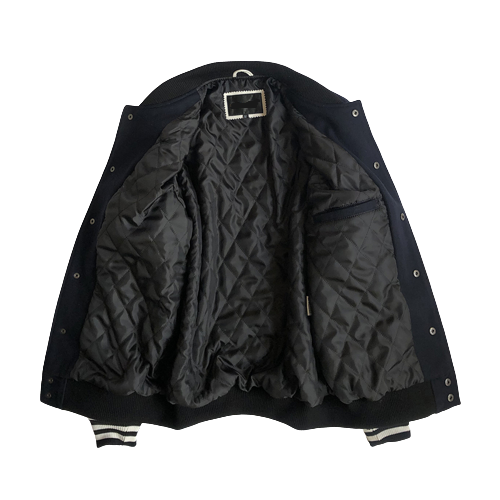 Kacey Mens Black and Black Leather Varsity Letterman Jacket
